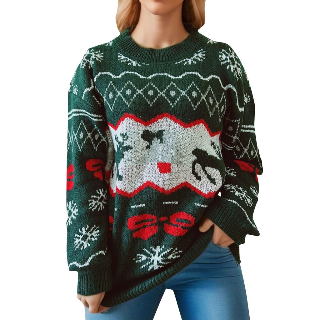 Women's Autumn/Winter Fashion Christmas Sweater Round Neck Long Seeve Sweater