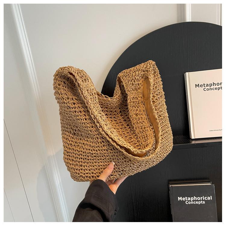 Сумка ручная новая повседневная на плечо пляжная для отпуска большой вместимости для поездок на работу плетеная соломенная сумка-тоут для женщин
