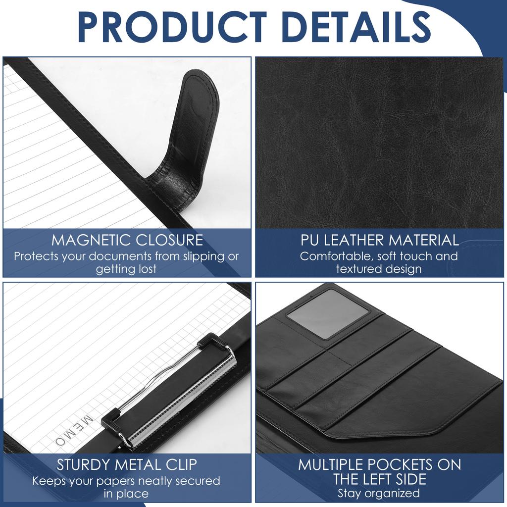 Multifunc A4 Conference Folder Business Stationery Folder Leather Contract File Folders A4 Writing Pad for Home School Office