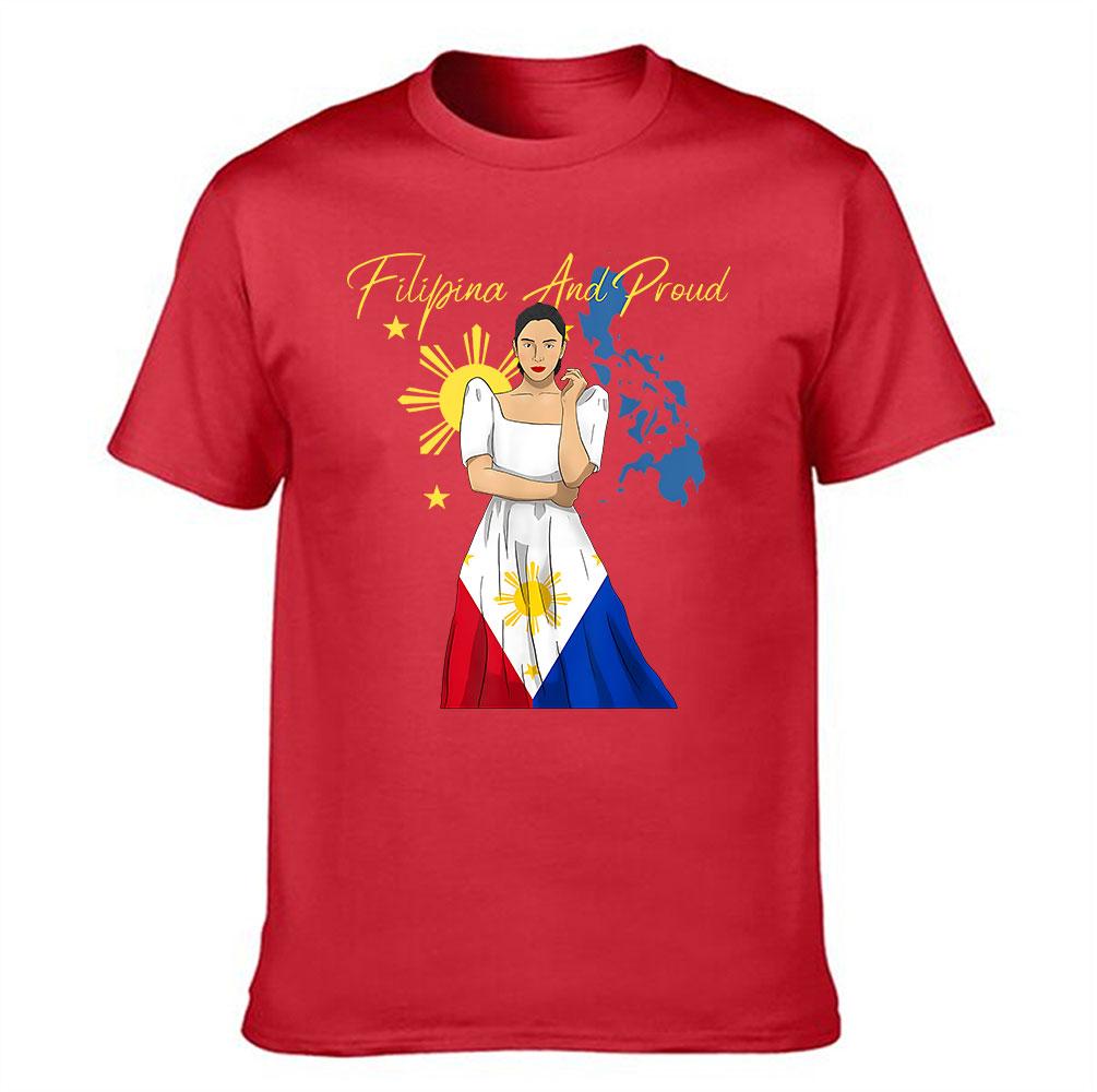 Filipina And Proud Philippines Flag Map Sun Stars Graphic Cotton Unisexs TShirt