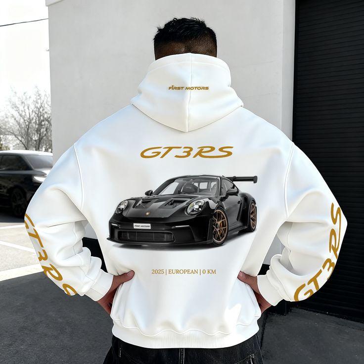 Европейско-американская толстовка с принтом автомобиля для мужчин, повседневная, свободного кроя, с длинным рукавом