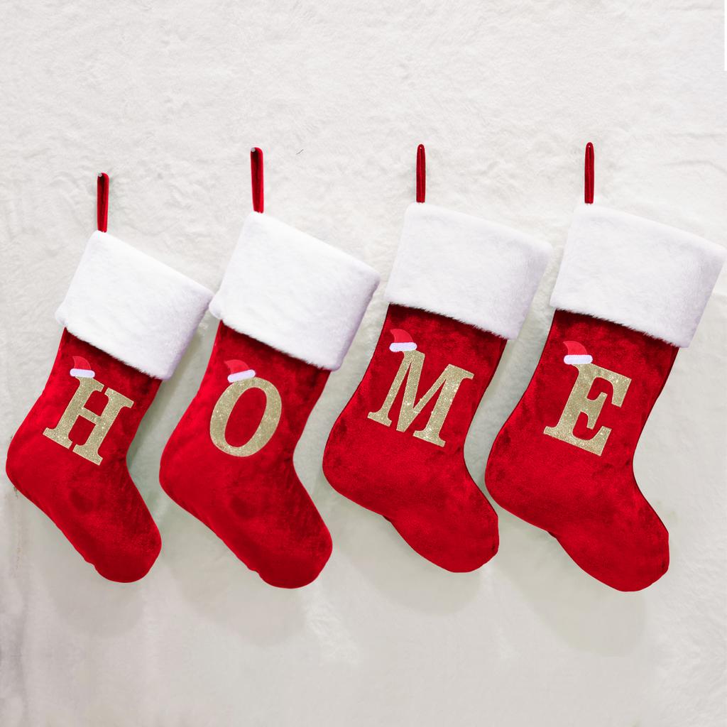 Счастливого Рождества Носки Красная Снежинка Буквы Алфавита Рождественский Чулок Подвеска на Рождественскую Елку Декор 2024 для Дома Рождественский Подарок