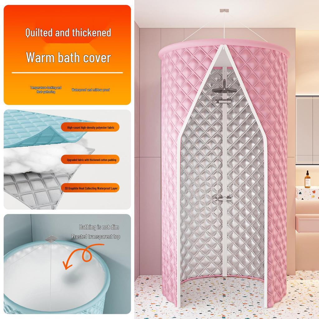 Стеганое водонепроницаемое покрытие для ванны: Зимний теплоизоляционный и морозозащитный душевой щиток