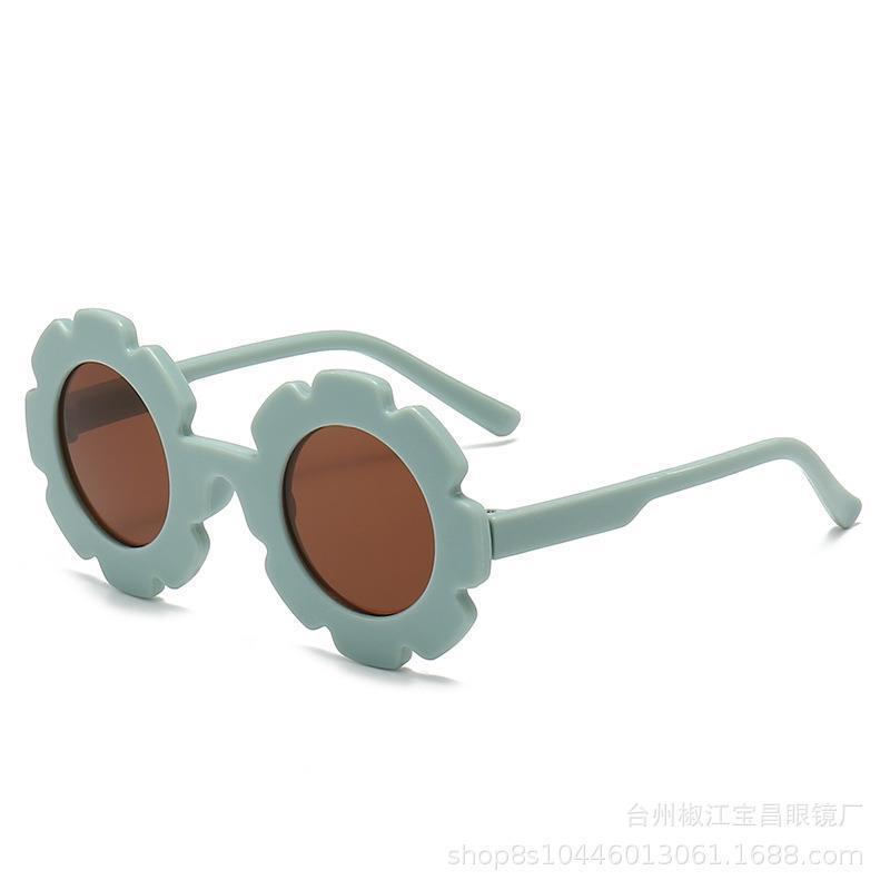 Детские очки с мультяшным принтом, солнцезащитные очки в матовой оправе, милые очки в оправе с подсолнухом карамельного цвета