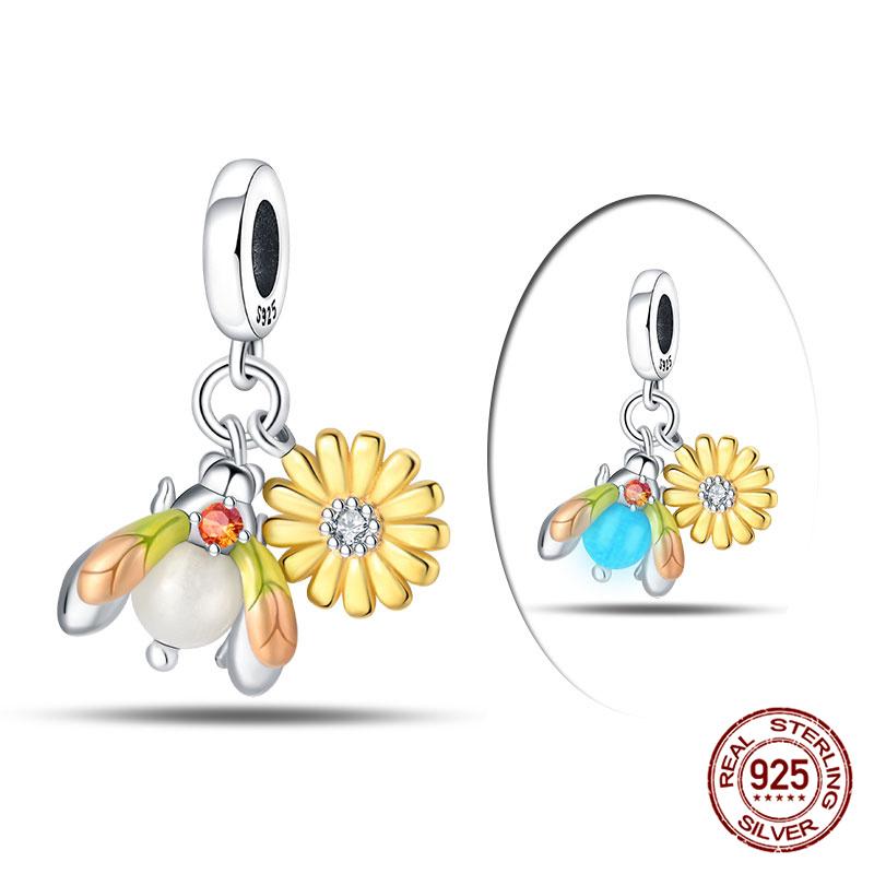 925 Silver Chameleon Beads Firefly Charms for DIY Jewelry Making Women Bracelet Gift 100%