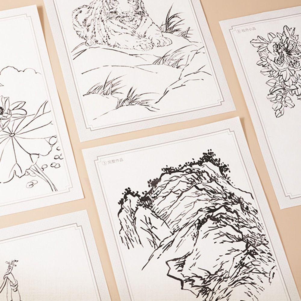 Пейзаж Китайская живопись Эскиз Базовый учебник Нарисованная от руки линия Черновой Учебник Художник