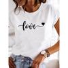 Европейский Размер Женская Футболка Топ Короткий Рукав Модный Принт Леди Любовь Печать Милая Одежда Повседневная Футболка Женские Графические Футболки