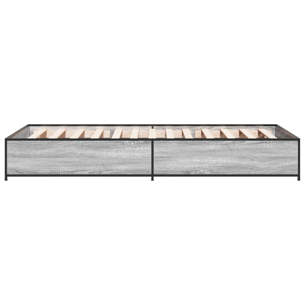 Bed Frame Gray Sonoma 100x200 cm Particleboard and Metal
