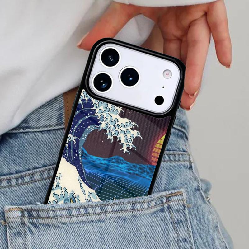 Синяя Волна Японское Море Серфинг Чехол для Телефона для iPhone 16e 15 14 13 12 17 Pro Max Plus Air 17pro Чехол
