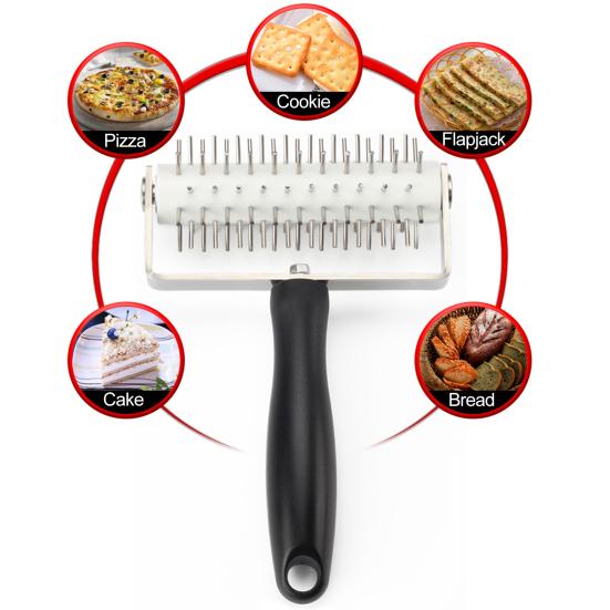 Игольчатый перфоратор, ролик из нержавеющей стали, колесо из нержавеющей стали, пицца, хлеб, пирог, тесто, тесто, пластиковая ручка, прокалывающие отверстия, ролик для пиццы, инструменты для выпечки