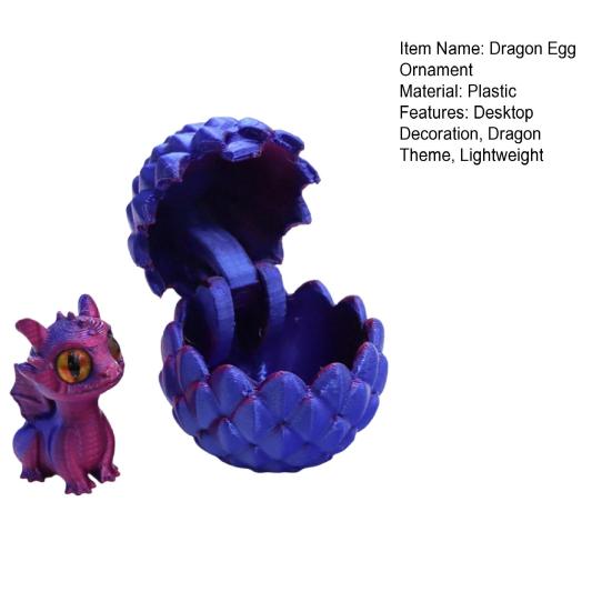 3D Printed Dragon Egg Ornament Mini Dragon Figurine Toy Desktop Dragon Egg with Miniature Dragon Inside Decoration