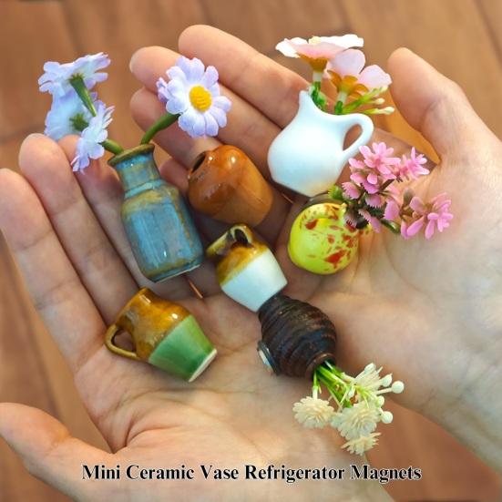 5/7/8 шт. Мини-керамическая ваза Магнит на холодильник Дом Офис Кухня Шкаф Холодильник 3D Миниатюрная ваза для цветов Горшок Магнитное украшение Орнамент