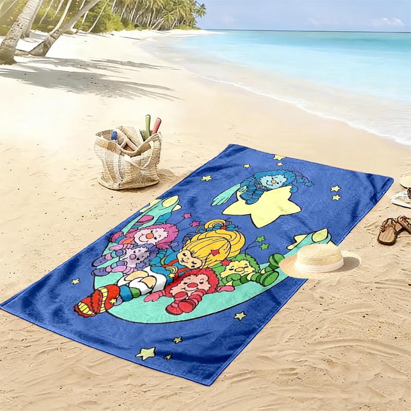 Rainbow Brite Cartoon Print Beach Towel, Large Soft Quick Dry Towel for Beach Camping Swimming