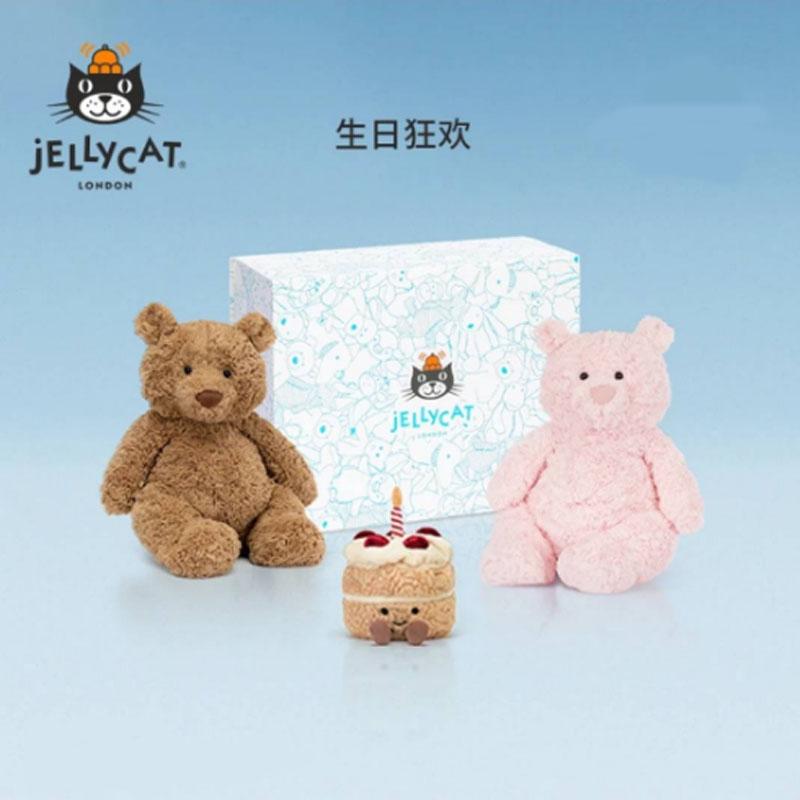 Jellycat Карнавальная коробка на день рождения с мишкой Барселоны, куклы, плюшевая кукла 22 см / 13 см высота сидения