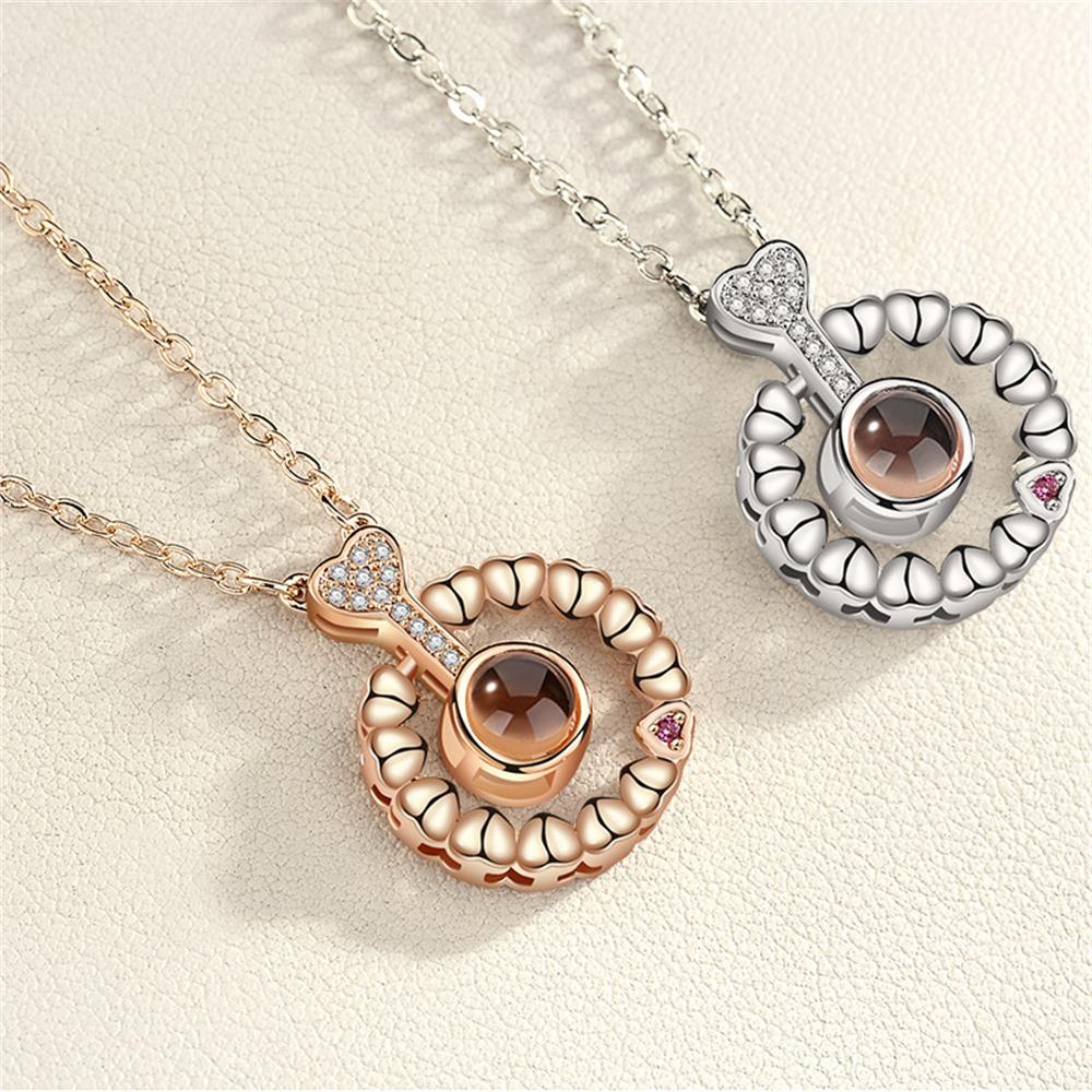 SUMENG New 100 Languages I Love You Projection Pendant Necklace Romantic Memory Wedding Jewelry Gifts 2024