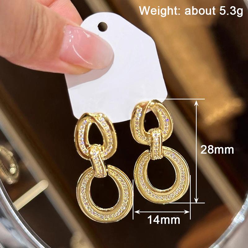 Xiaomi Huitan Luxury Gold Color Women Drop Earrings Circle Linked Design Party Wedding Accessories Jewelry Inlaid Shiny CZ for Lady