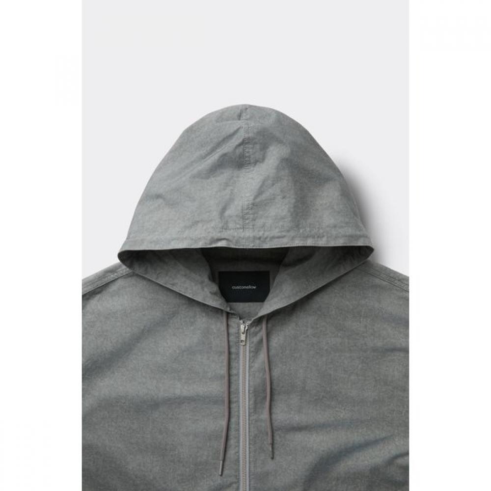 Customellow Light Gray Loose Fit Vintage Dye Cotton Hooded Zip Jacket Cwuaa25514