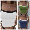 Sleeveless Knitted Crop Tops Green Sexy Basic Patchwork Summer Casual Cami Backless Y2k Vintage Tank Top Women