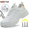 Fashion White Safety Shoes Men Steel Toe Boots Work Sneakers Anti-smash Anti-puncture Indestructible Shoes Sport Men Protective Shoes
