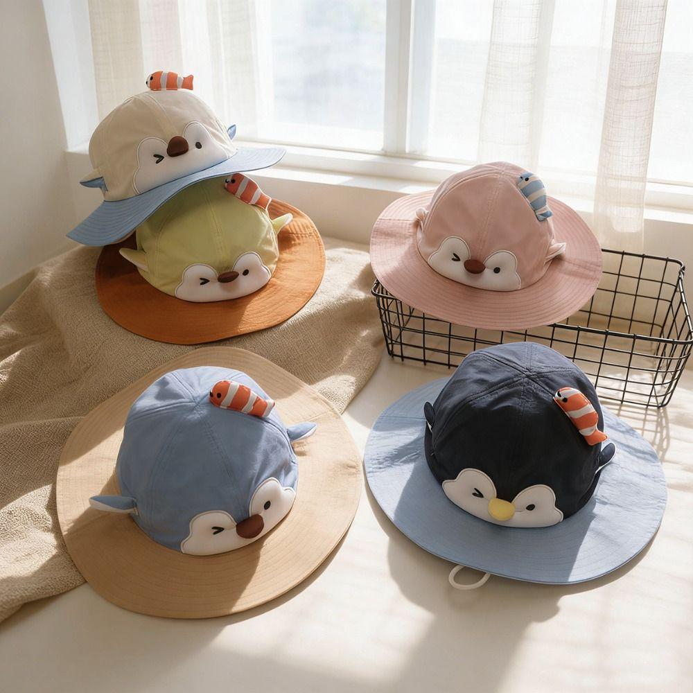 Sun Protection Kids Penguin Sunscreen Hat Big Brim Summer Sunshade Hat Children Beach Cap Summer