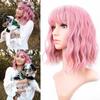 Пастельные волнистые парики с воздушной челкой Женские короткие синтетические парики