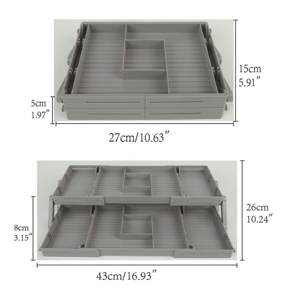 2-ярусный/3-ярусный расширяемый органайзер для ящиков, прикроватная тумбочка, туалетный столик, разделитель для ювелирных изделий и косметики, складной держатель для хранения макияжа