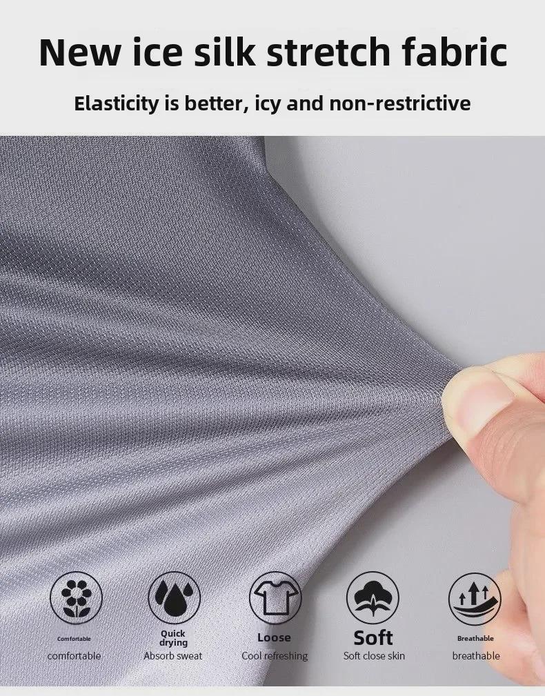 Мужской комплект спортивной одежды Ice Silk Quick-Dry: Футболка с коротким рукавом и шорты для бега для летнего фитнеса и баскетбола.