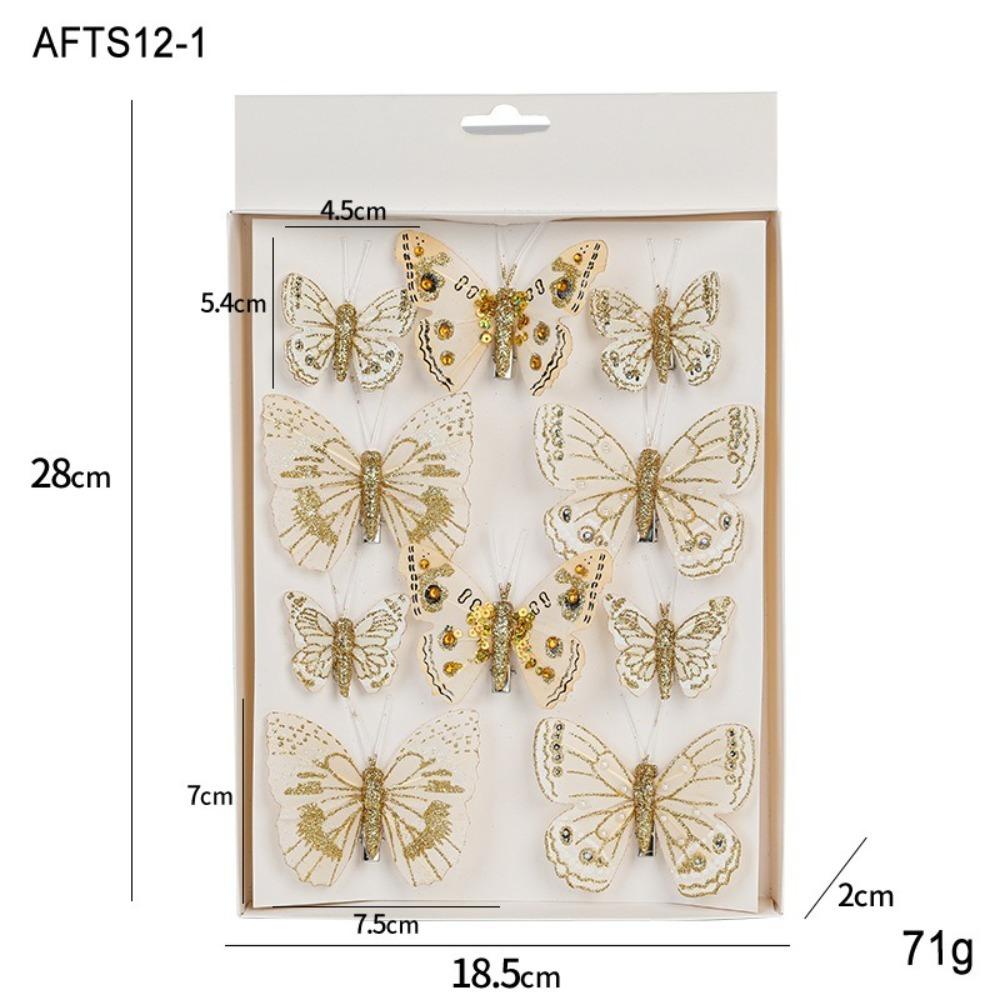 3/6/10Pcs New Year DIY Artificial Butterfly Decoration Plastic Christmas Gifts Pendant