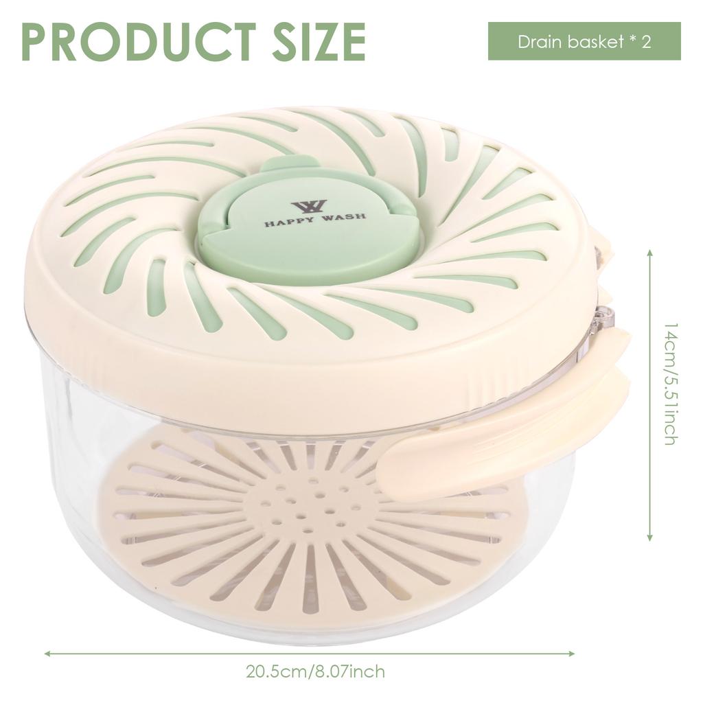 2pcs Foldable Fruit Drainage Baskets with Lids Plastic Fruit Cleaning Bowls Portable 2-in-1 Vegetable Storage Filter Containers