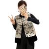 Button Vest Women's Vest Autumn and Winter New Stand-up Collar Retro Ink Flower Coat