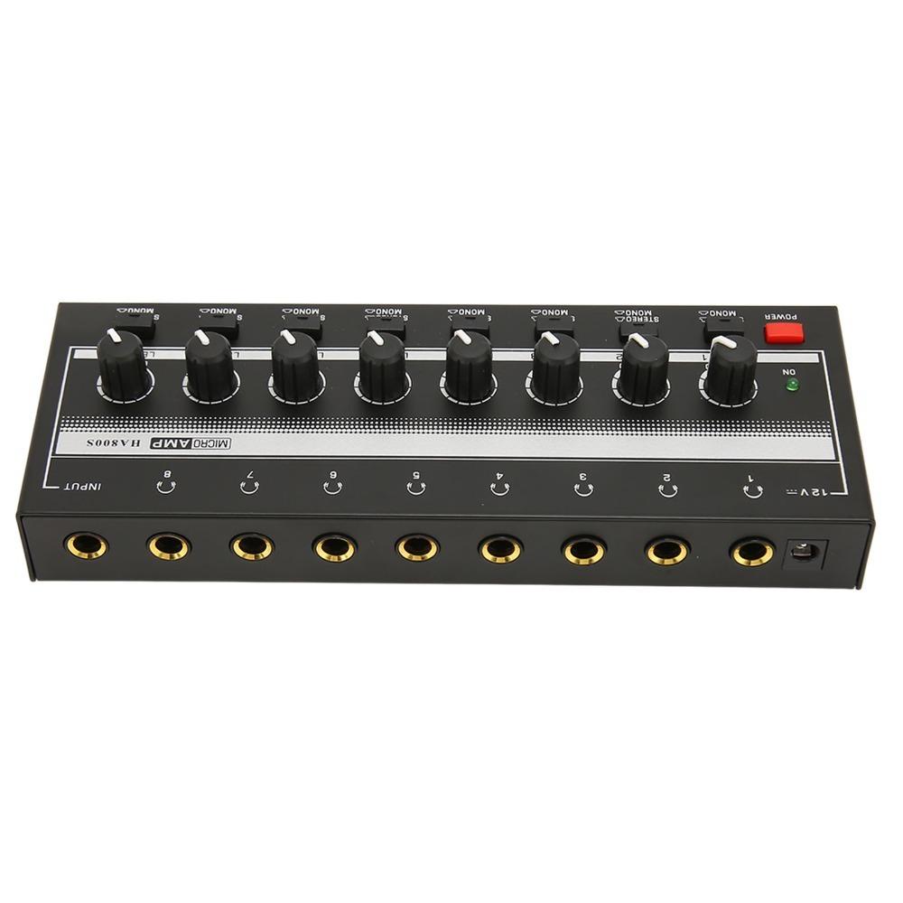 6.35mm HA800S Headphone Amplifier 8-Channel Channel Line Mixer Studio Recording