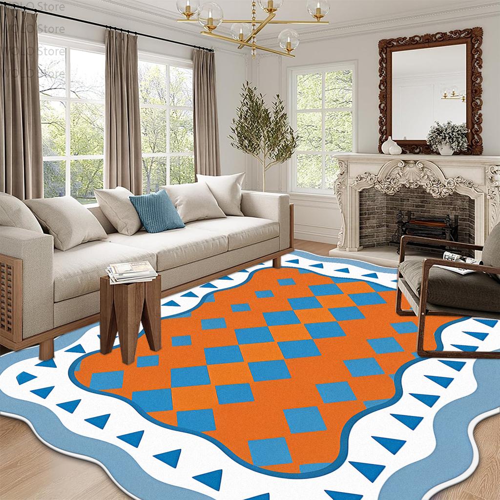 Modern Irregular Shape Living Room Carpet Wavy Edge Sweet Decoration Home Sofa Area Rug Girls Bedroom Non-slip Washable Foot Mat