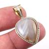Natural Botswana Agate Gemstone 925 Solid Silver Two Tone Pendant 1.25'' T0h44