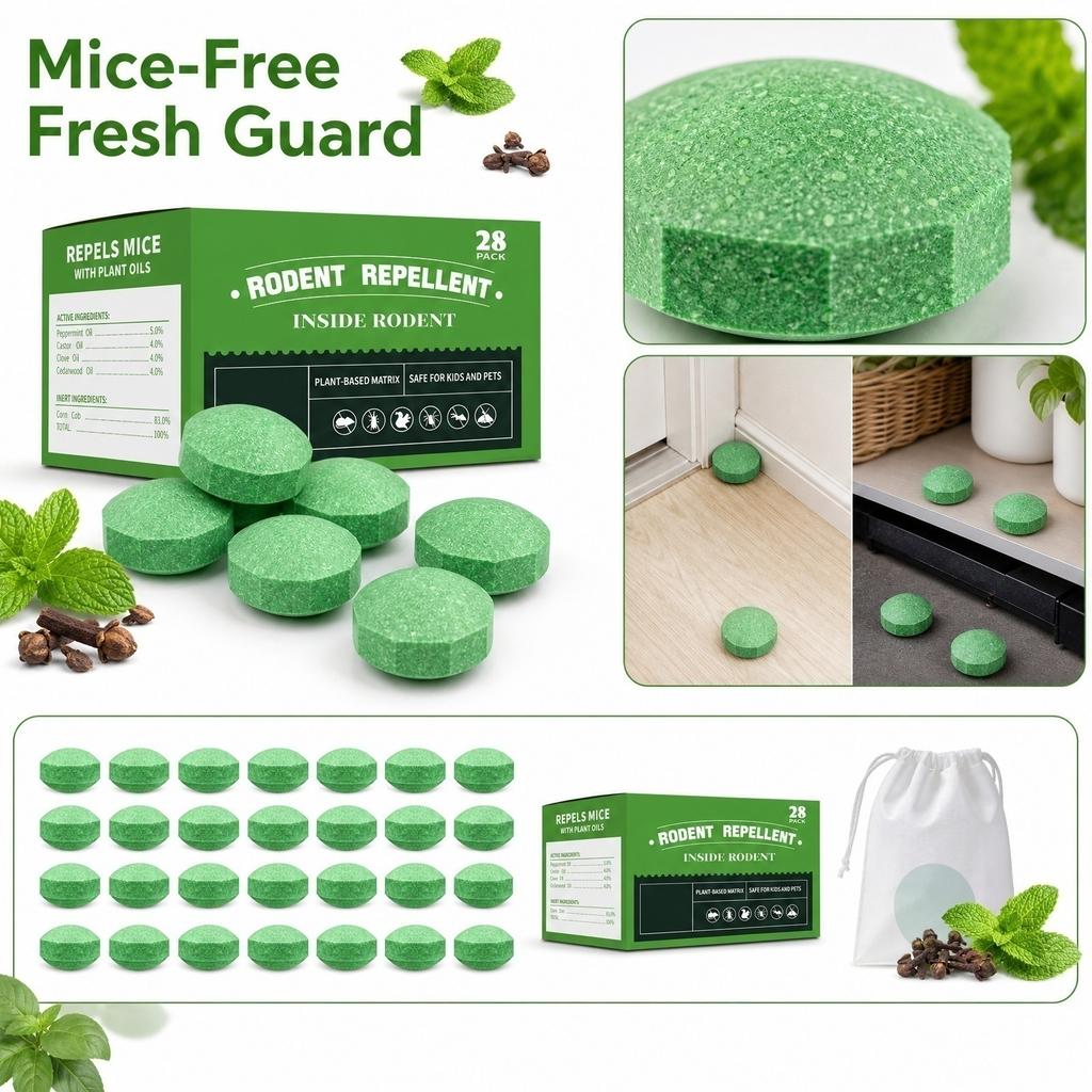 Rodent Repellent Tablets 28 Pack Indoor and Outdoor Use Natural Pest Control for Mice and Small Rodents Safe and Easy to Use
