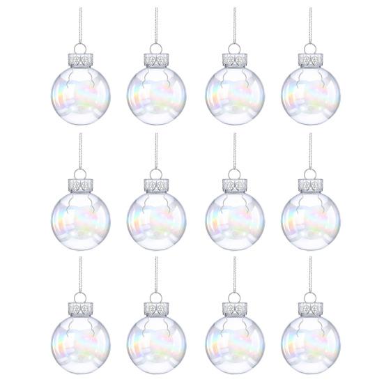 6/12 шт., рождественские шары, прозрачные, могут быть заполнены, неразрывные, многоразовые, с переливающимся орнаментом, шары, украшение для рождественской елки, Новый год, праздник