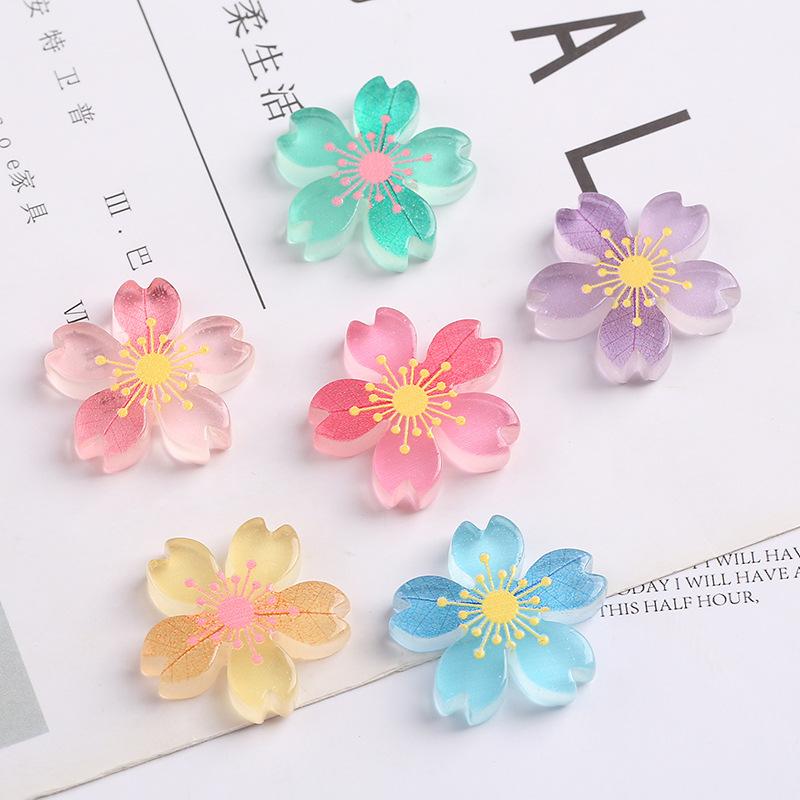 Светящиеся 5 шт. DIY Орнамент Красота Декоративный материал Вишневый цвет Патч Смола Цветочные аксессуары Модный чехол для мобильного телефона Заколка для волос