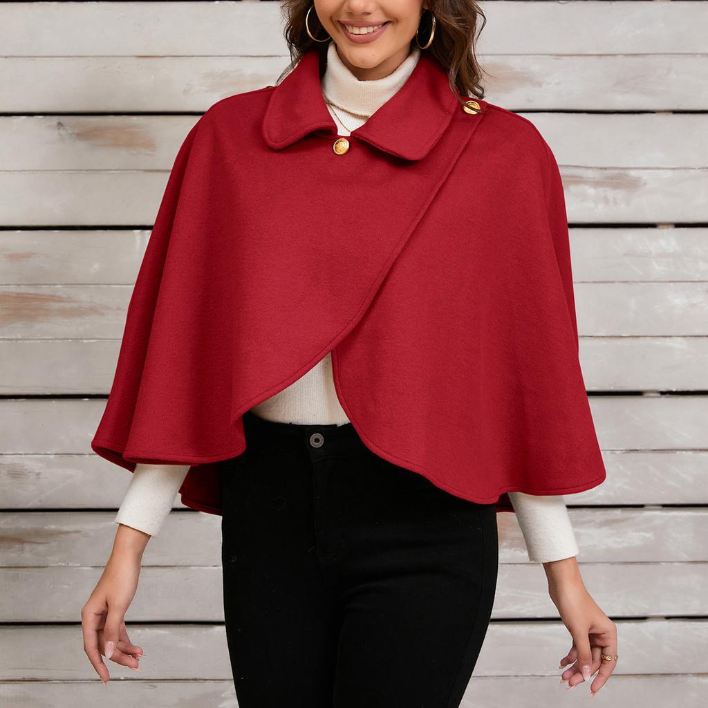 Women's Fashion Wool Tweed Jacket Short Versatile Cape Shawl