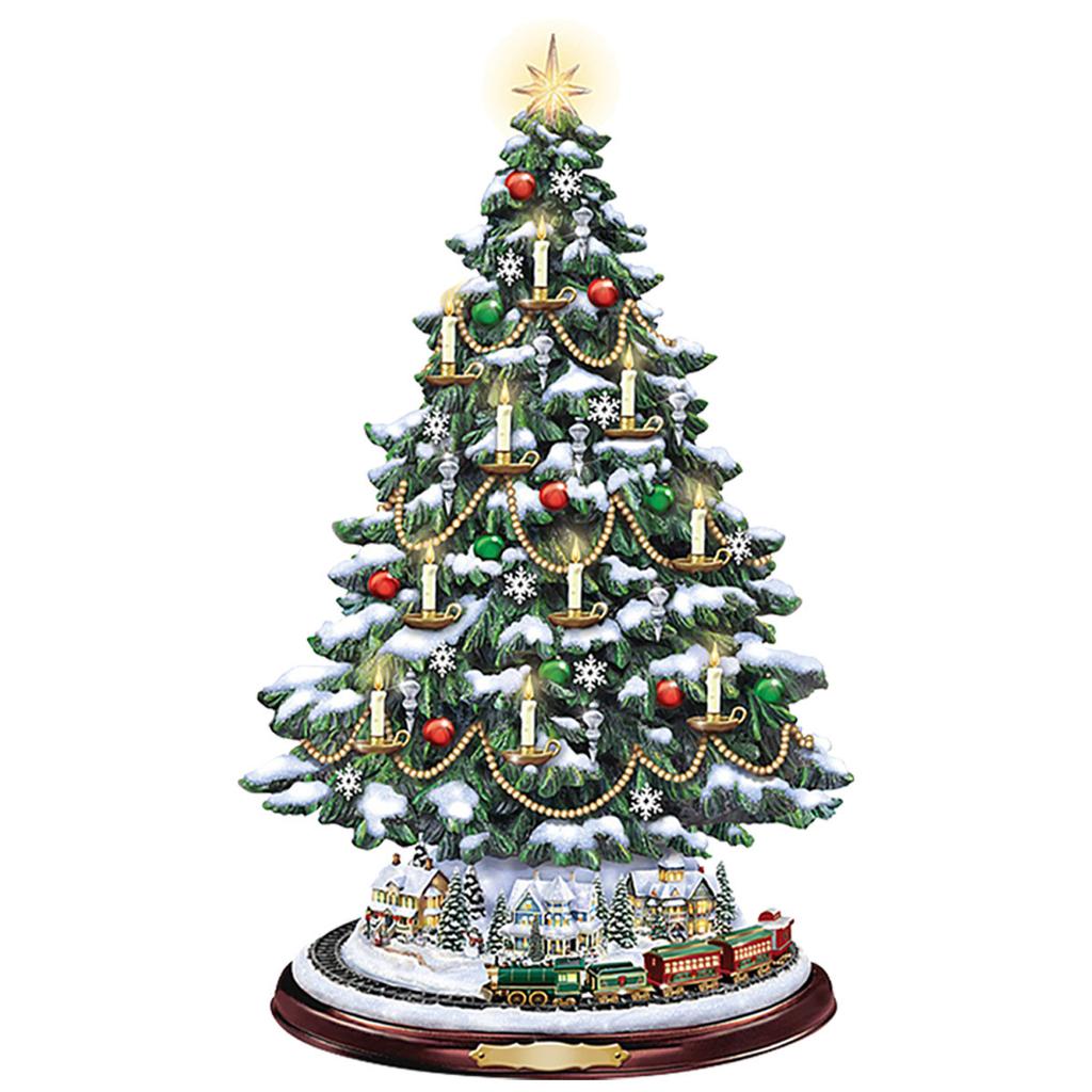 Christmas Tree Window Stickers Rotating Sculpture Train Christmas Decorations Home Furnishings