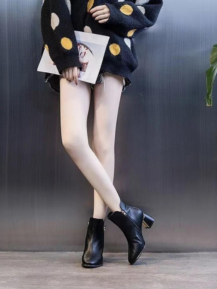 Модные женские короткие туфли для офиса Легкие ботильоны на молнии для женщин Y2k Осень Большой размер Теплая обувь Новинка Ботильоны