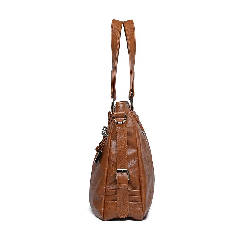 Bag women's new fashion women's bag simple and popular soft leather women's casual shoulder tote bag