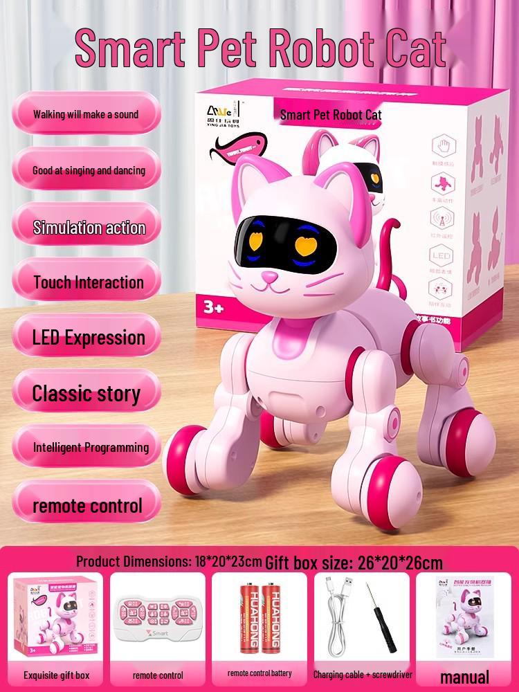 Kids' Remote Control & Touch-Sensing Robot: Smart Voice-Activated Cat & Dog for Early Education & Programming