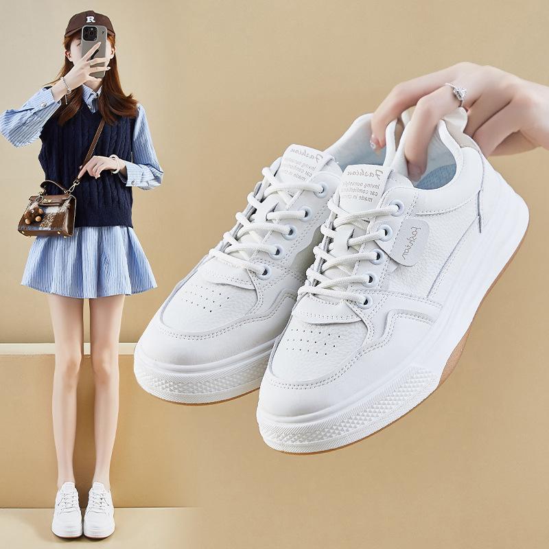 Spring White Shoes New Style of Female Students' Thick-soled High-rise Sports Shoes Casual Street Shot