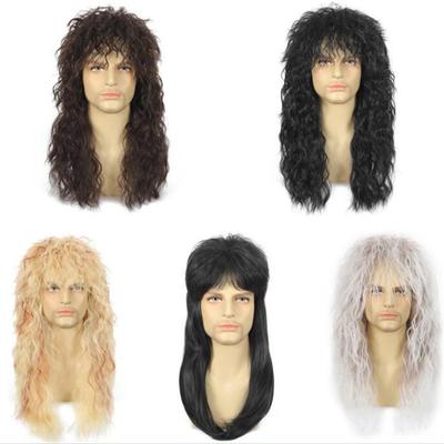 70-е 80-е рок-звезда косплей парик рокер черный коричневый светлые волосы панк пушистый пышные парики для вечеринки на Хэллоуин маллет рок-аксессуары