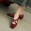 Krazing Pot Cow Skin Spring Summer Size 40 Thick Low Heels Women Square ToeShallow Pumps