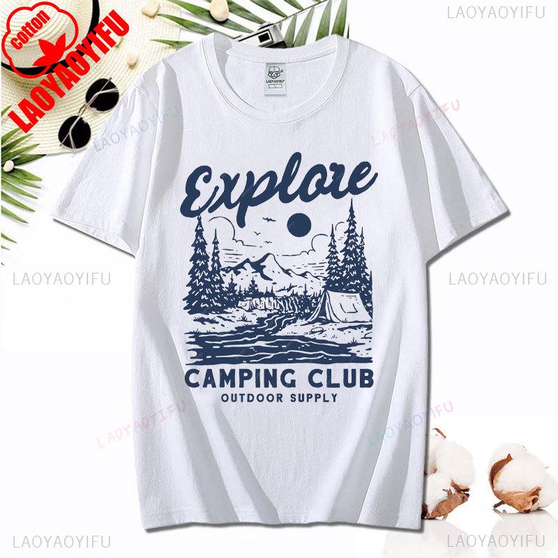 Love Camping I Hate People Vintage Funny TShirt Unisex Tees Camping Hiking Short Sleeve Tops Camper Gift Cotton ONeck TShirt