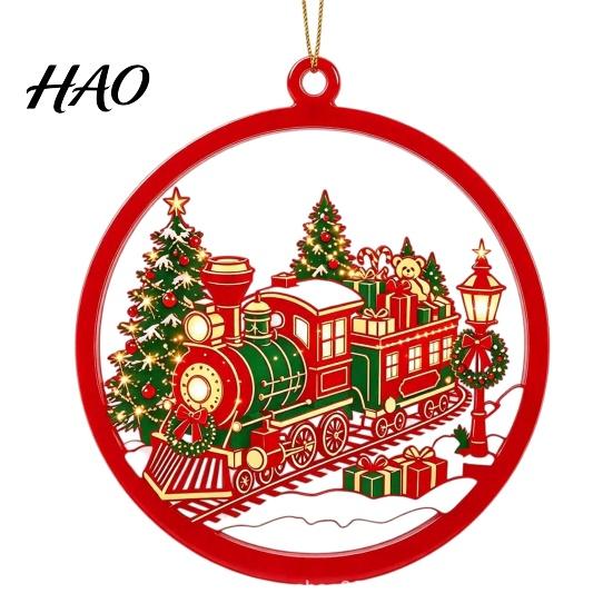 Holiday Hanging Ornaments for Family 2D Flat Acrylic Christmas Ornaments, Decorative Tree Decorations Party Supplies with Lanyard Festive Home