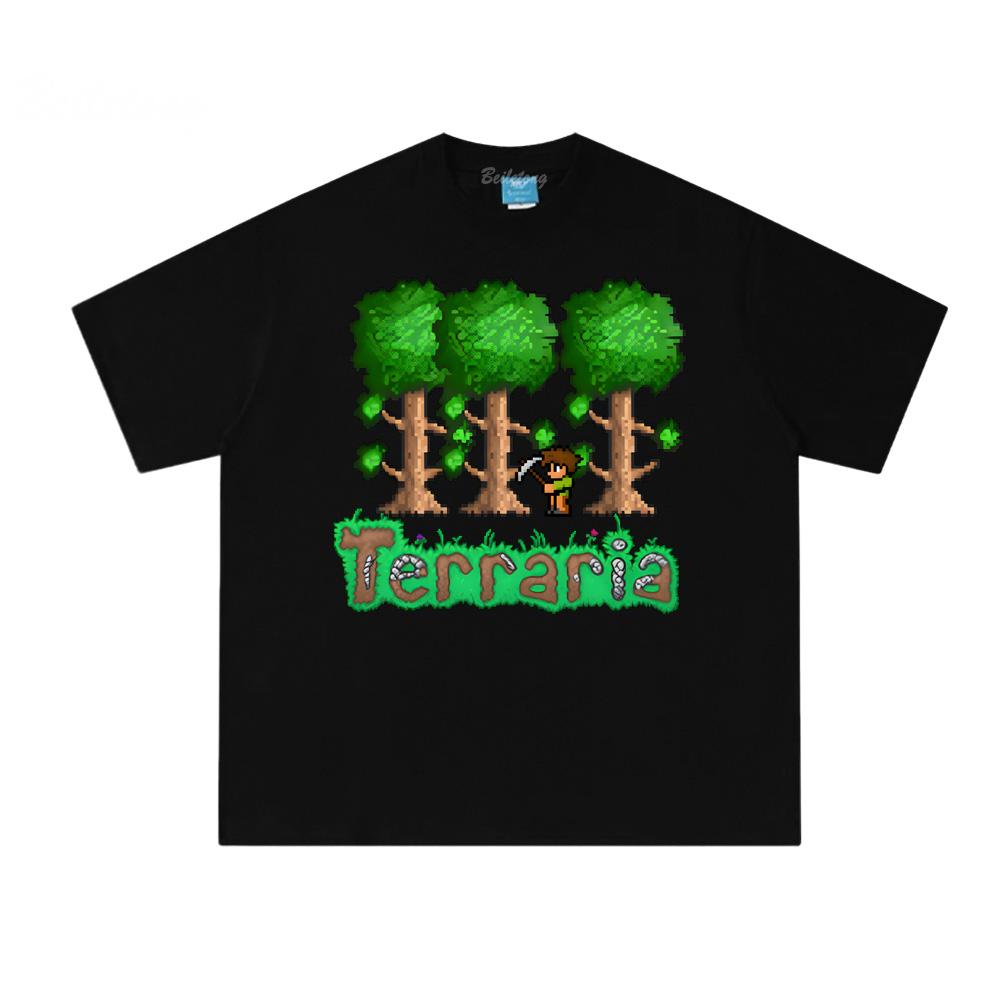 Игровая футболка Terraria в пиксельном стиле, 2026, с коротким рукавом, повседневная, летняя, унисекс, одежда в стиле манга