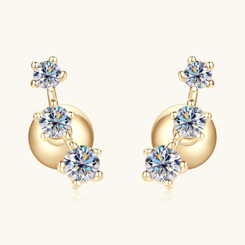 Silvere Glam Internet Celebrity Ins Style Samsung 10k Gold Moissanite Stud Earrings For Women High-end Design Earrings