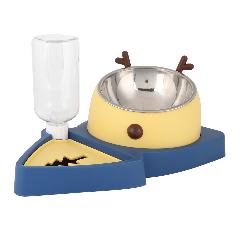 Pet Food Feeder and Automatic Water Dispensers Set with Detachable Stainless Steel Bowl for Small Medium Pets