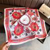 Court European and American imitation silk printing silk scarf square scarf high-end shawl sunscreen neck professional scarf headscarf scarf
